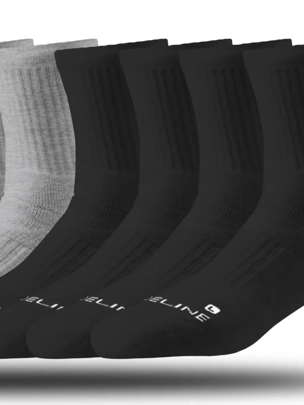 Strideline Half Calf Men's Crew Socks, Black, Men's M/L, 4 Pairs